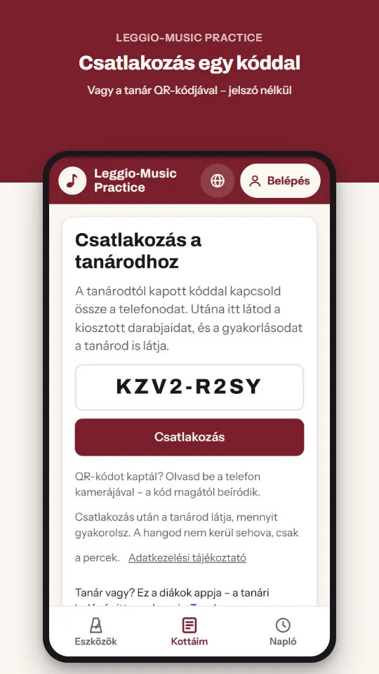 Csatlakozás egy kóddal – Vagy a tanár QR-kódjával – jelszó nélkül