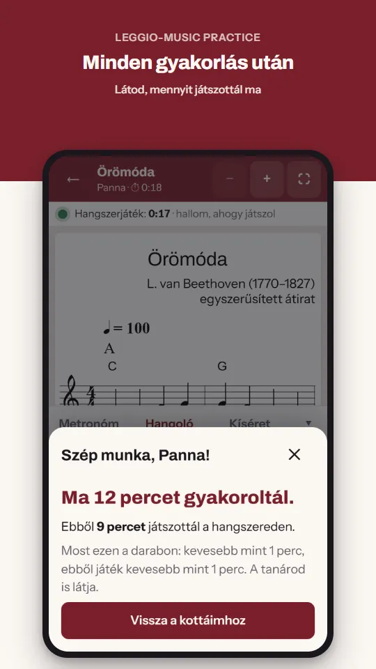 Minden gyakorlás után – Látod, mennyit játszottál ma